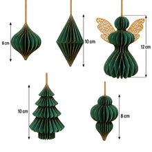 howa papieren kersthangers 9-delig, kerstdecoratie mosgroen-goud 8851