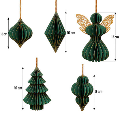 howa papieren kersthangers 9-delig, kerstdecoratie mosgroen-goud 8851