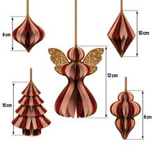 howa kerstversiering van papier, 9-delig, kerstdecoratie roze - mauve 8852