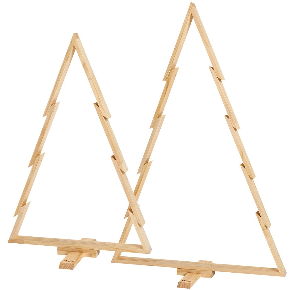 howa 2er Set Deko Weihnachtsbaum aus Holz groß – moderne & nachhaltige Weihnachtsdeko mit Stangen und Haken - Höhe 100cm und 134cm 18805