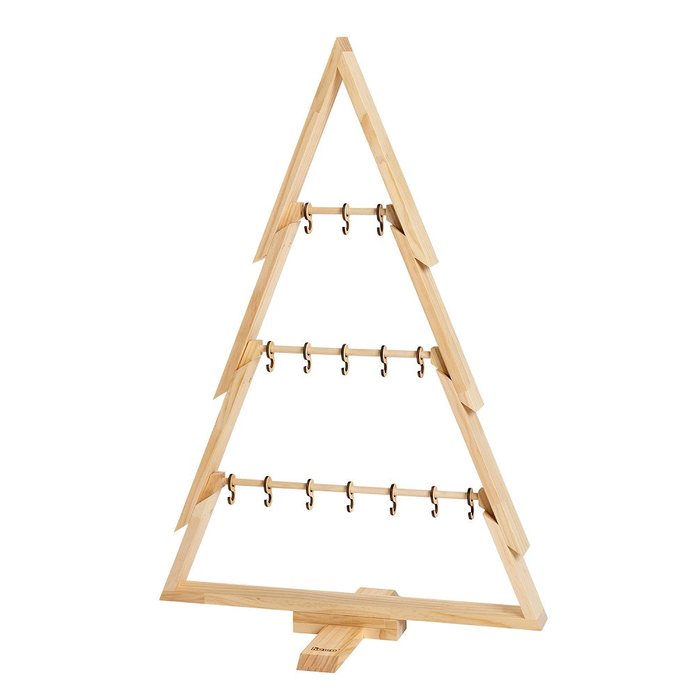 howa Deko Weihnachtsbaum aus Holz groß XL – moderne & nachhaltige Weihnachtsdeko mit Stangen und Haken - Höhe 100cm 8805