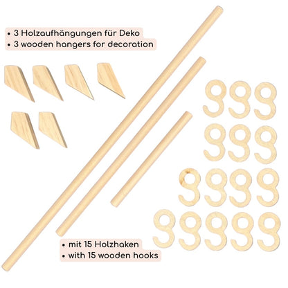 howa Deko Weihnachtsbaum aus Holz groß XL – moderne & nachhaltige Weihnachtsdeko mit Stangen und Haken - Höhe 100cm 8805