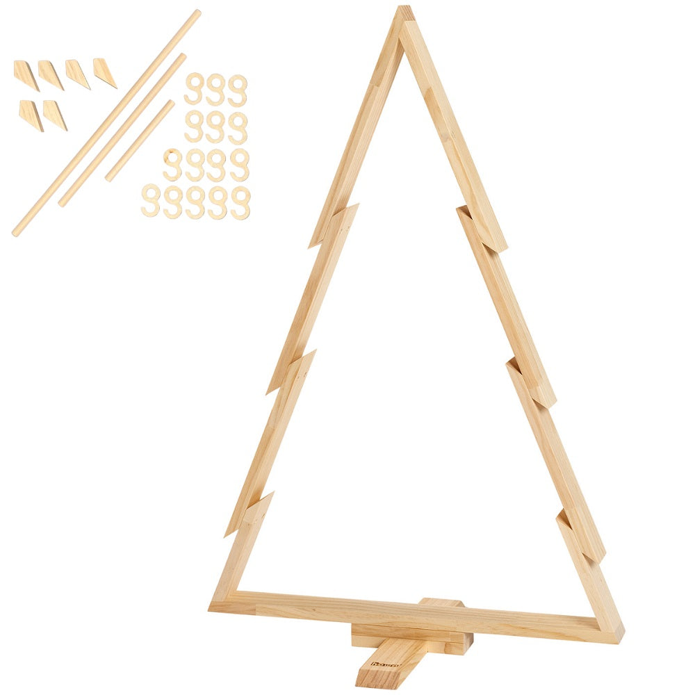 howa Deko Weihnachtsbaum aus Holz groß XL – moderne & nachhaltige Weihnachtsdeko mit Stangen und Haken - Höhe 100cm 8805