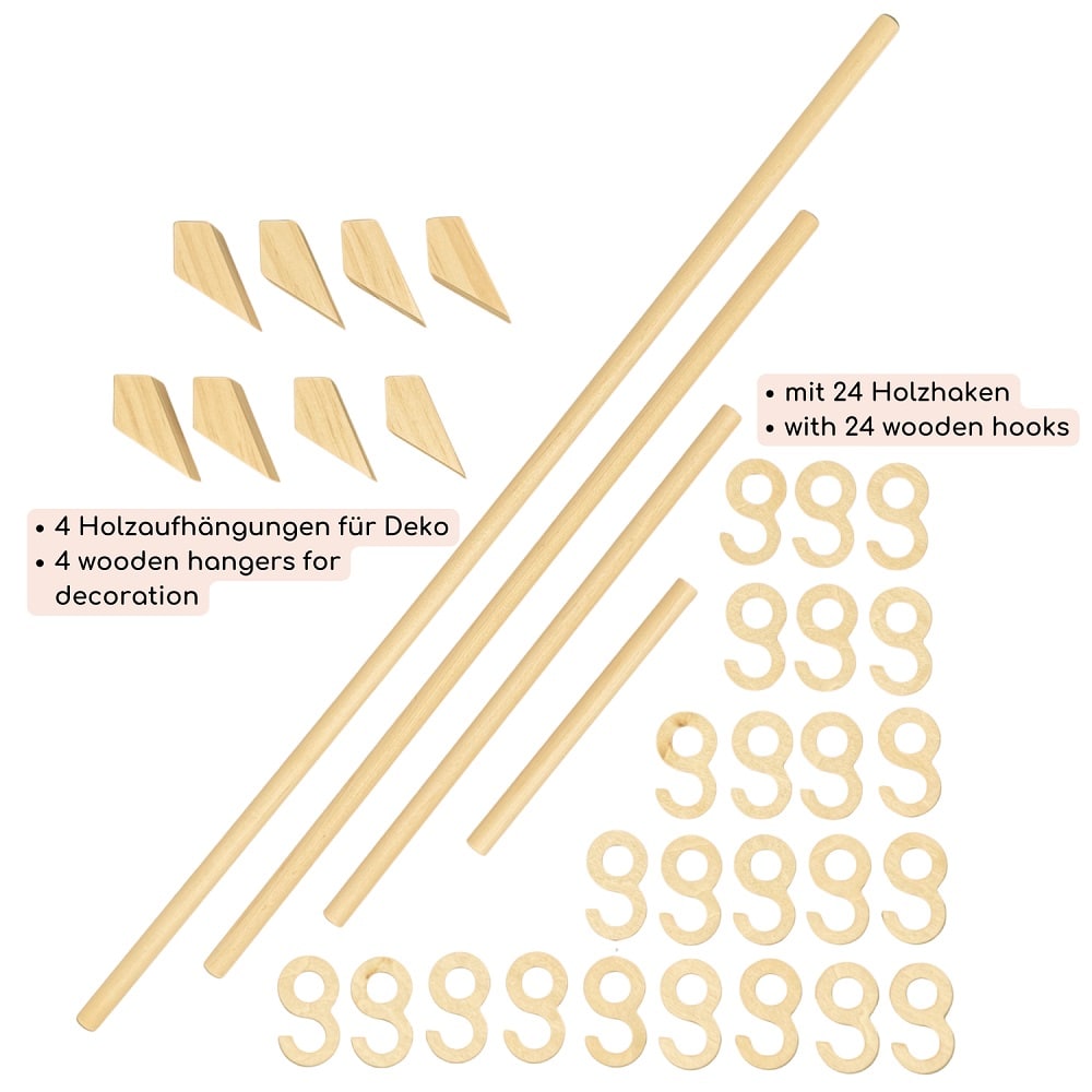 howa Deko Weihnachtsbaum aus Holz groß XXL – moderne & nachhaltige Weihnachtsdeko mit Stangen und Haken - Höhe 134cm 8806