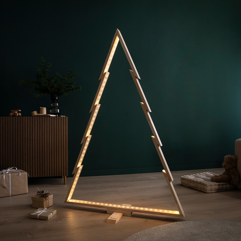 howa Deko Weihnachtsbaum aus Holz groß XXL – moderne & nachhaltige Weihnachtsdeko mit Stangen und Haken - Höhe 134cm 8806