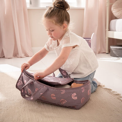 howa Puppentragetasche "Rainbow" für Babypuppen bis 48cm malve, Glanzeffekt 29522