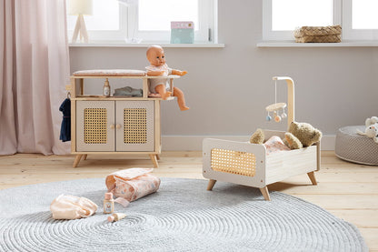 howa Puppenwickeltisch aus Holz "miniflowers" mit Puppensitz, Auflage, Bügel, apricot 2760