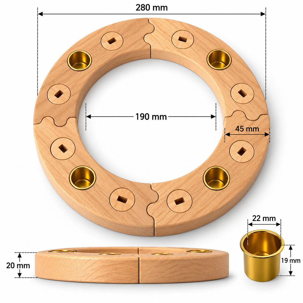 howa 2in1 Adventskranz & Geburtstagskranz aus Holz 8812