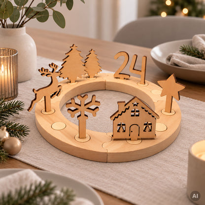 howa 2in1 Adventskranz & Geburtstagskranz aus Holz 8812