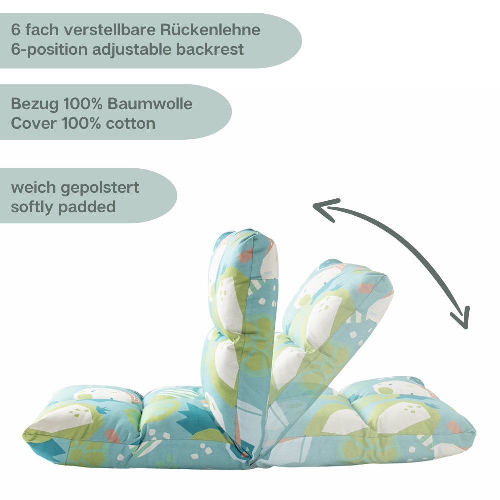 howa 2 in 1 Kindersessel + Kinderliege - Lehne 6 fach verstellbar "colorful blue" 8604