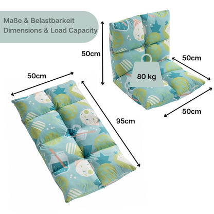 howa 2 in 1 Kindersessel + Kinderliege - Lehne 6 fach verstellbar "colorful blue" 8604