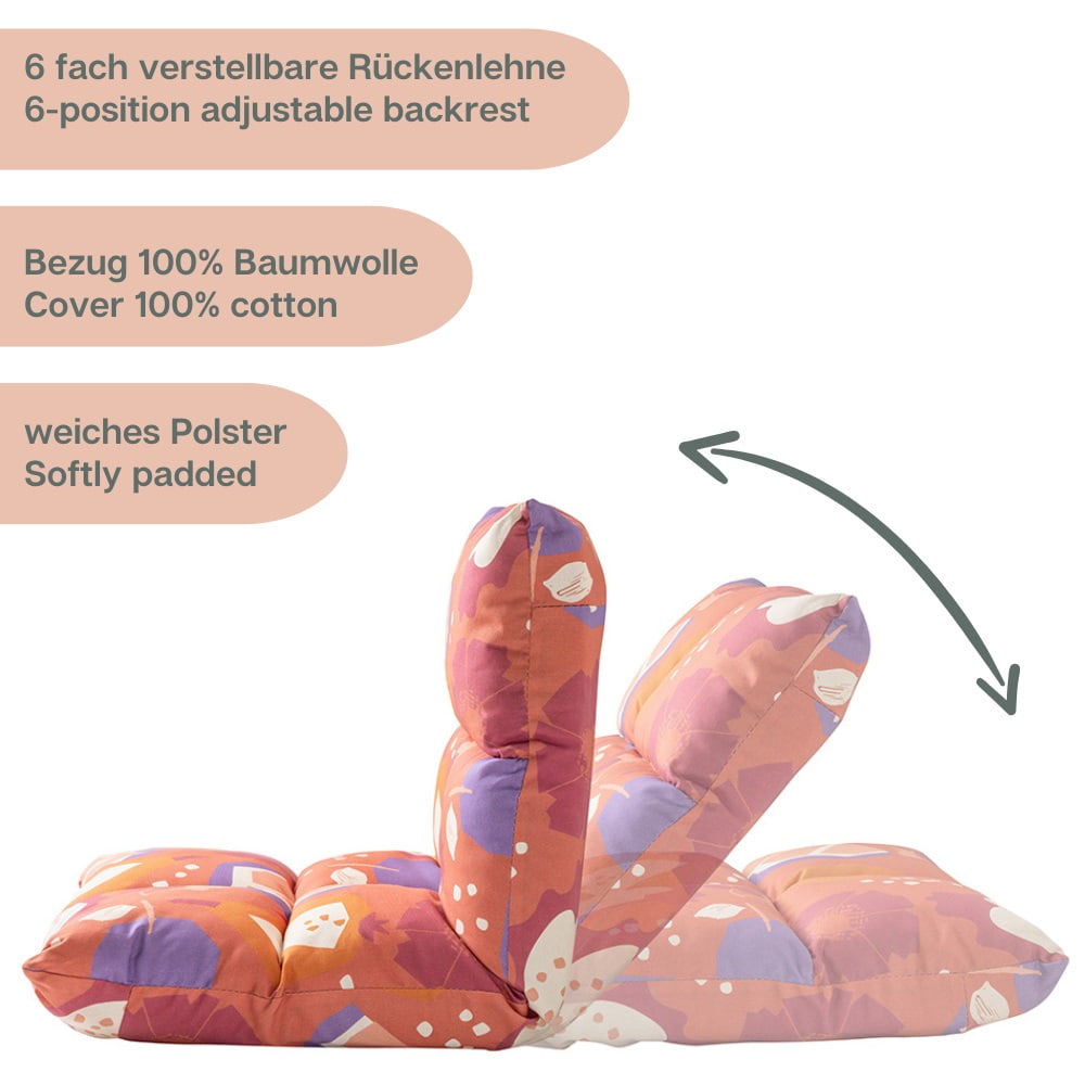 howa 2 in 1 Kindersessel + Kinderliege - Lehne 6 fach verstellbar "colorful red" 8603