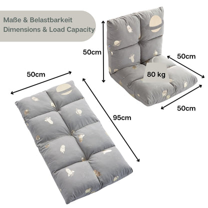 howa 2 in 1 Kindersessel + Kinderliege - Lehne 3-fach verstellbar  "Space" grau, Glanzeffekt 86021