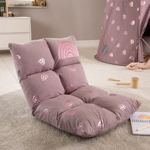 howa 2 in 1 Kindersessel + Kinderliege - Lehne 3-fach verstellbar "Rainbow" malve, Glanzeffekt 86011