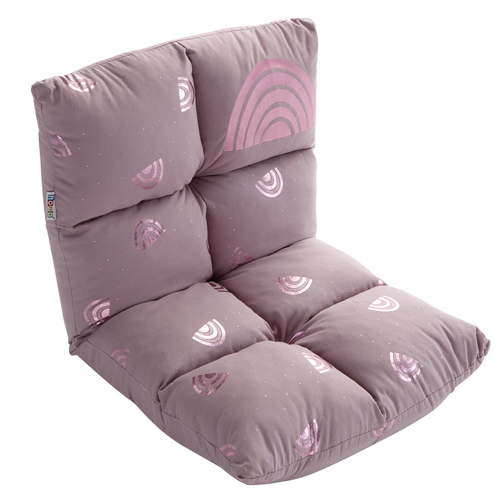howa 2 in 1 Kindersessel + Kinderliege - Lehne 3-fach verstellbar "Rainbow" malve, Glanzeffekt 86011