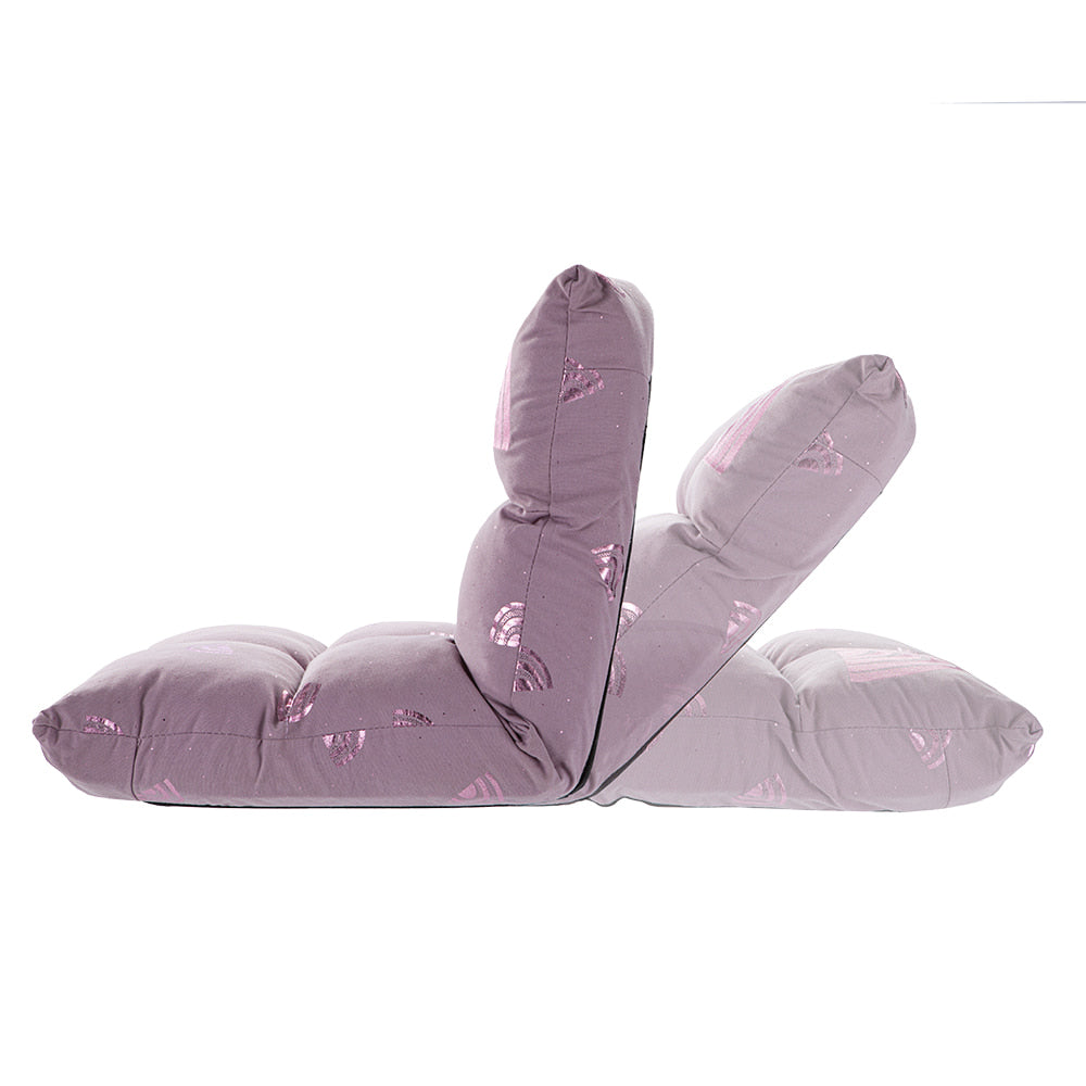 howa 2 in 1 Kindersessel + Kinderliege - Lehne 3-fach verstellbar "Rainbow" malve, Glanzeffekt 86011