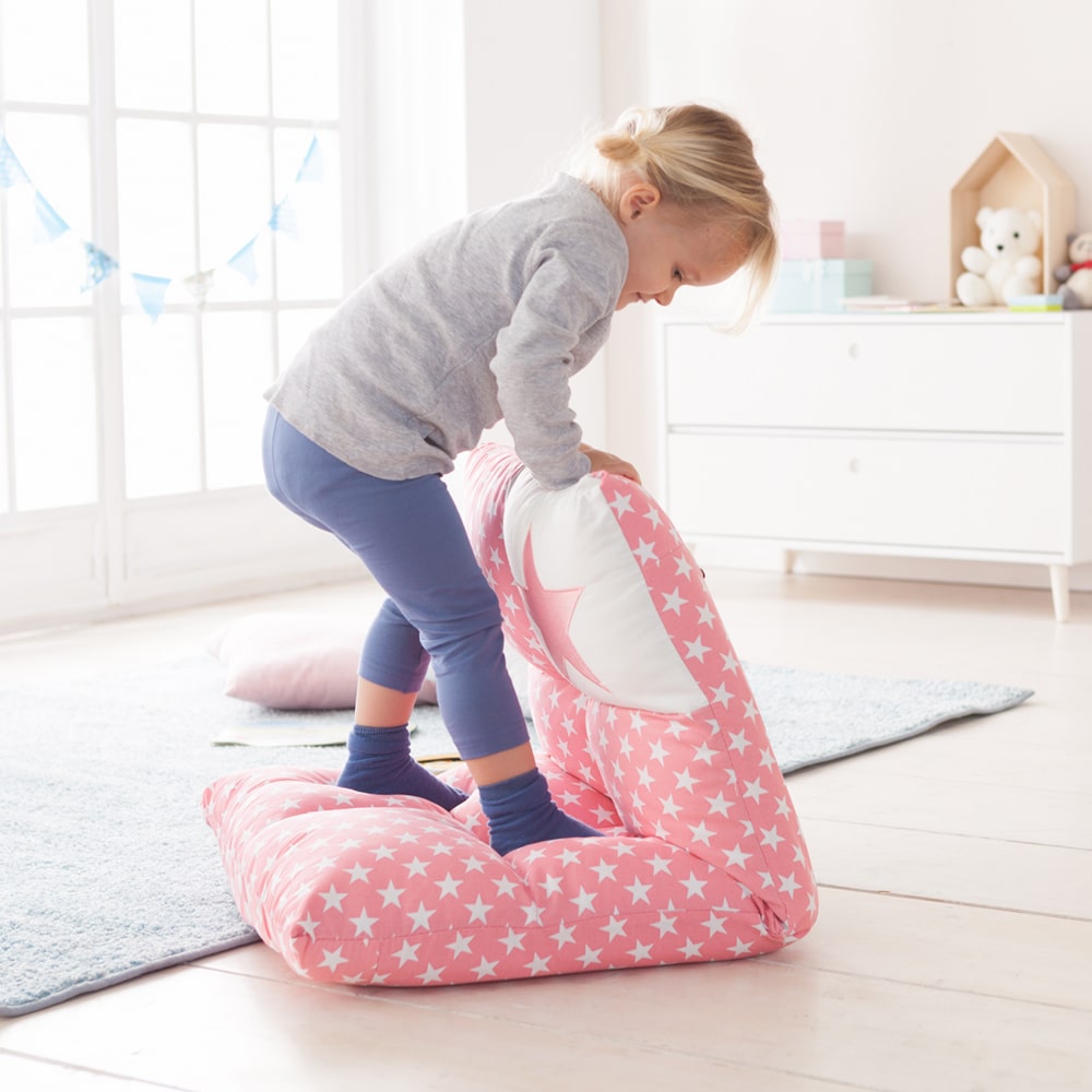 howa 2 in 1 Kindersessel + Kinderliege - Lehne 6 fach verstellbar "Stars" rosa 8601