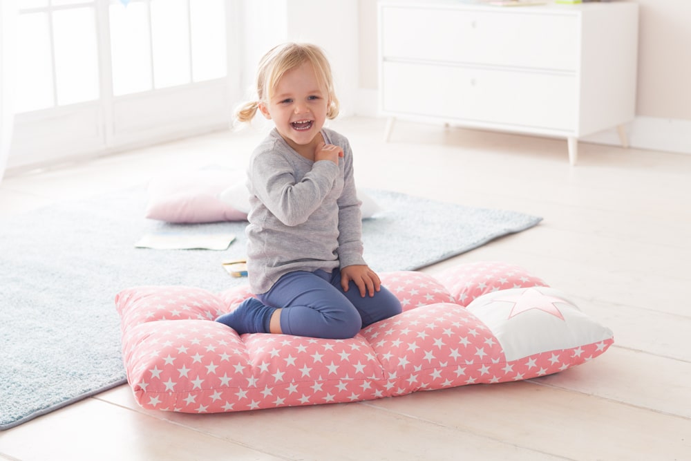howa 2 in 1 Kindersessel + Kinderliege - Lehne 6 fach verstellbar "Stars" rosa 8601