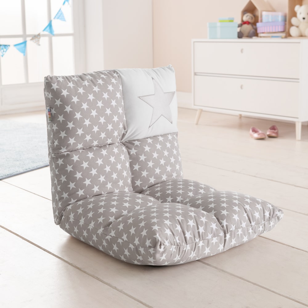 howa 2 in 1 Kindersessel + Kinderliege - Lehne 6 fach verstellbar "Stars" grau 8602