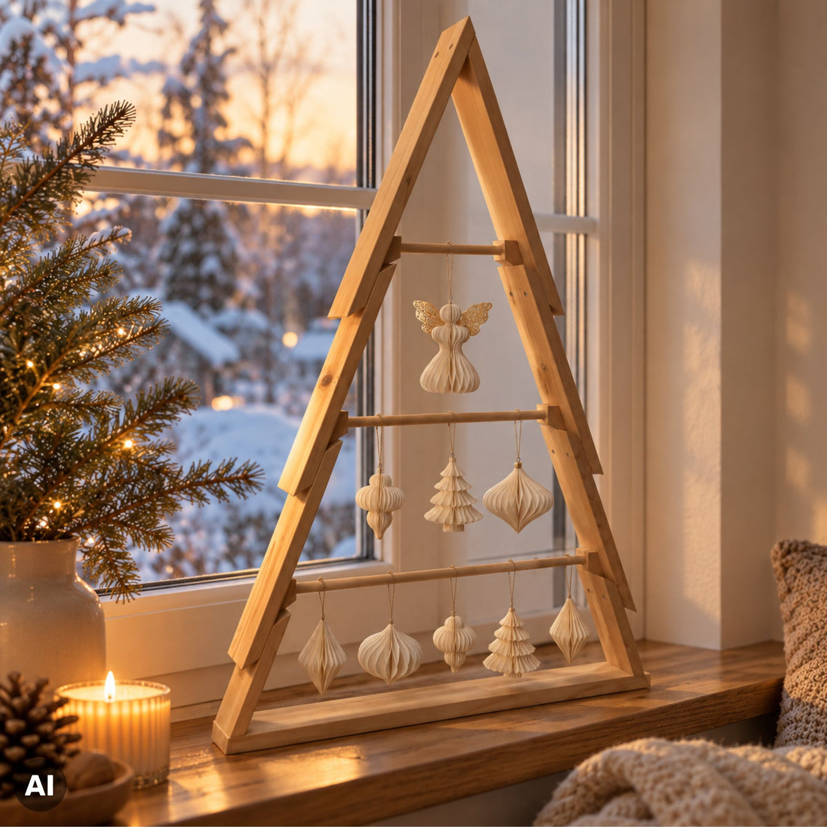 howa Weihnachtsanhänger aus Papier 9-tlg. Weihnachtsdeko creme weiß / gold 8850 – howa Spielwaren