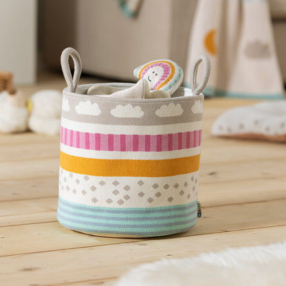 howa Aufbewahrungskorb "Be happy", beige, Baumwolle, Strick, Ø 26cm, Höhe 28cm 8905
