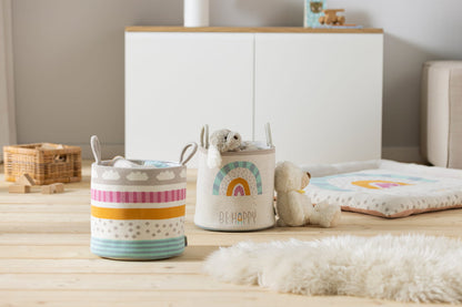 howa Aufbewahrungskorb "Be happy" mit Regenbogen, beige, Baumwolle, Strick, Ø 26cm 8906