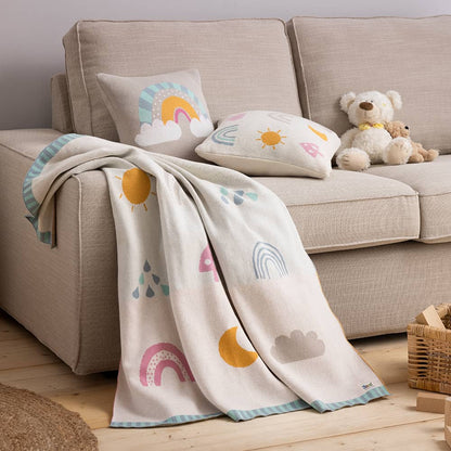 howa Babydecke "Be happy", beige, Baumwolle, Strick, 80x100cm 8901
