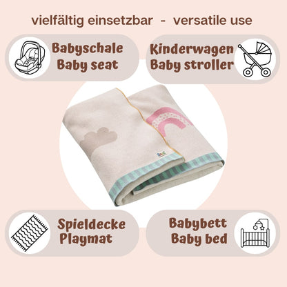 howa Babydecke "Be happy", beige, Baumwolle, Strick, 80x100cm 8901