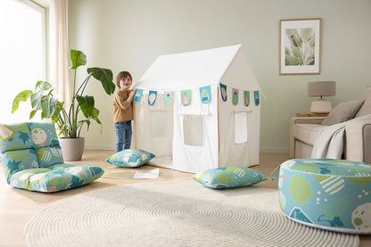 howa 2 in 1 Kindersessel + Kinderliege - Lehne 6 fach verstellbar "colorful blue" 8604