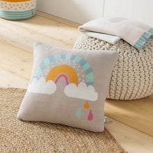howa Dekokissen "Be happy" mit Regenbogen inkl. Füllung, taupe, Baumwolle, Strick, 35x35cm  8903 	