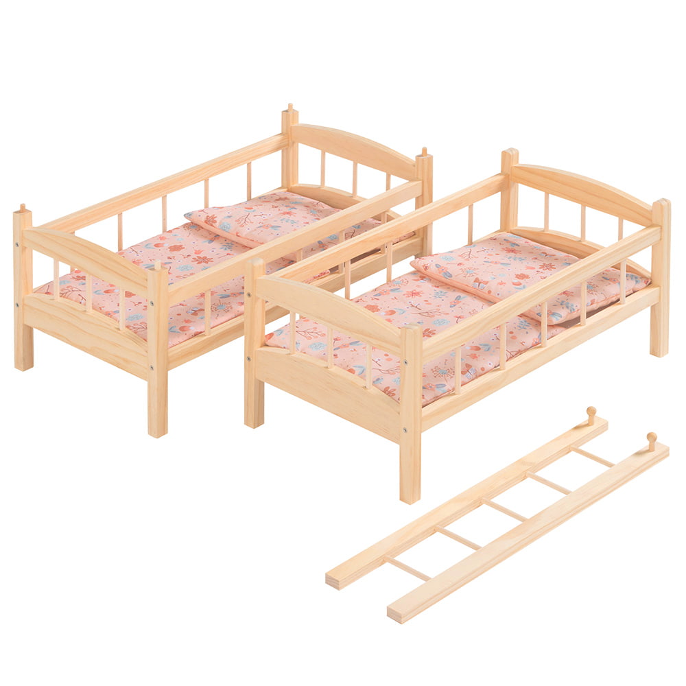 howa Puppenbett Etagenbett aus Holz "miniflowers" inkl. 2x Bettzeug apricot 2460