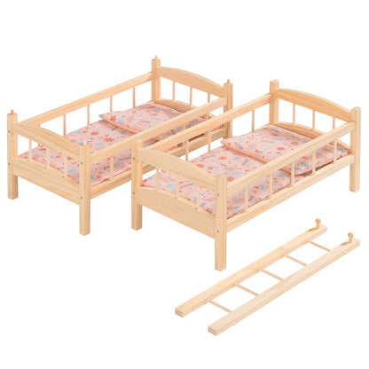 howa Puppenbett Etagenbett aus Holz "miniflowers" inkl. 2x Bettzeug apricot 2460