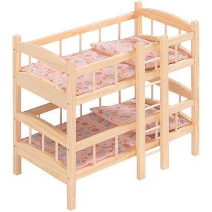 howa Puppenbett Etagenbett aus Holz "miniflowers" inkl. 2x Bettzeug apricot 2460