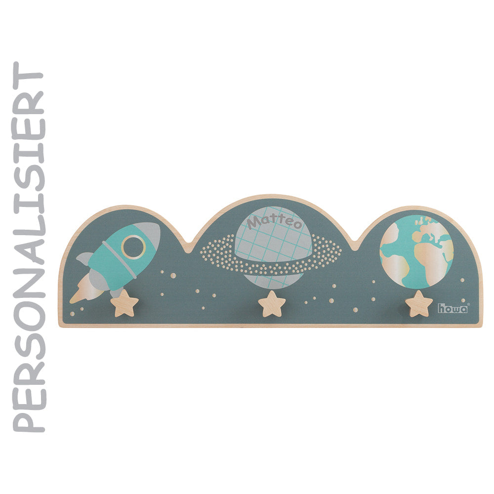 howa Garderobe aus Holz für Kinder "Space" bunt - personalisiert 88019