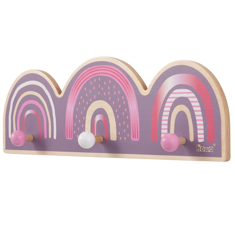 howa Garderobe aus Holz für Kinder "Rainbow" malve, bunt - personalisiert 88029