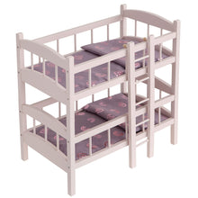howa Puppenbett Etagenbett aus Holz "Rainbow" rosa inkl. 2x Bettzeug, malve, Glanzeffekt 24402