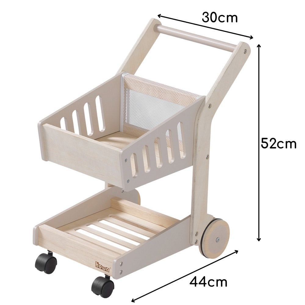 howa Spielzeug Einkaufswagen aus Holz für Kinder – Kaufladen Zubehör natur, beige 4899