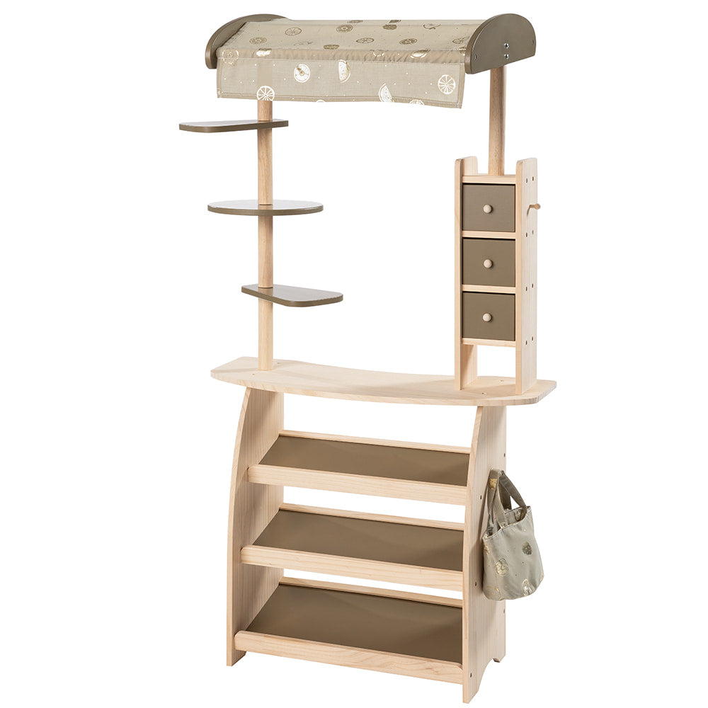 howa Kaufladen aus Holz Marktstand "Lucky" mit Markise und Tasche khaki 47472