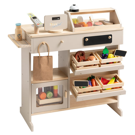 howa Kaufladen aus Holz natur, beige inkl. 40tlg Kaufladenzubehör 47559