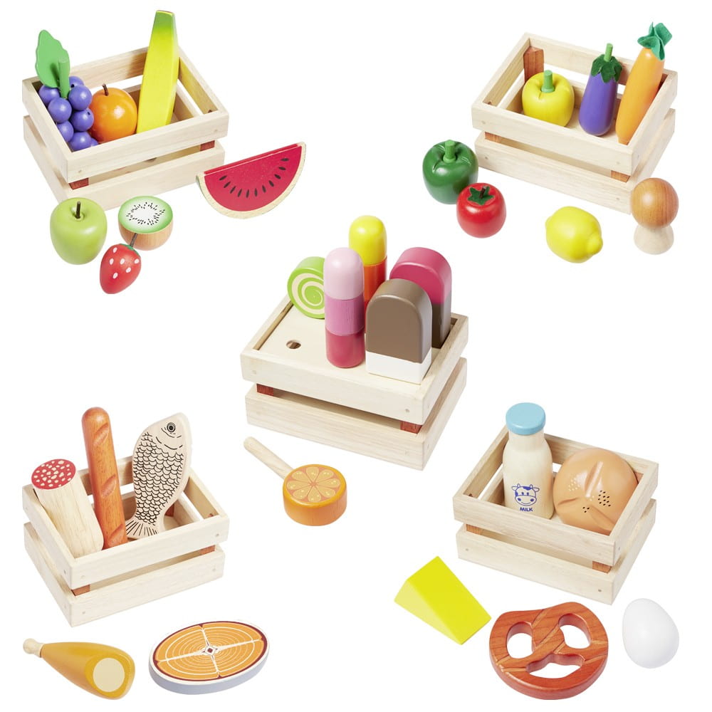 howa Kaufladenzubehör aus Holz Spiellebensmittel Set Gemüse, Obst, Backwaren, Eis uvm 14876