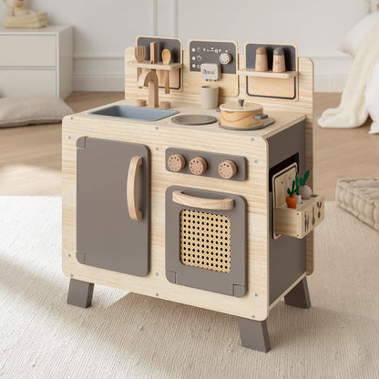 howa Kinderküche Spielküche aus Holz "FoodieFun dark" inkl. 10 tlg Kochzubehör 4824