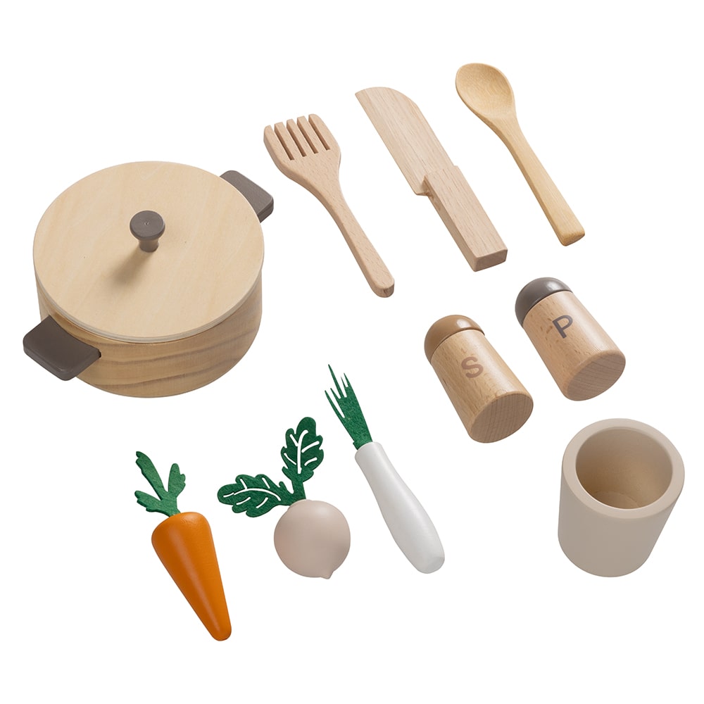 howa Kinderküche Spielküche aus Holz "FoodieFun dark" inkl. 10 tlg Kochzubehör 4824