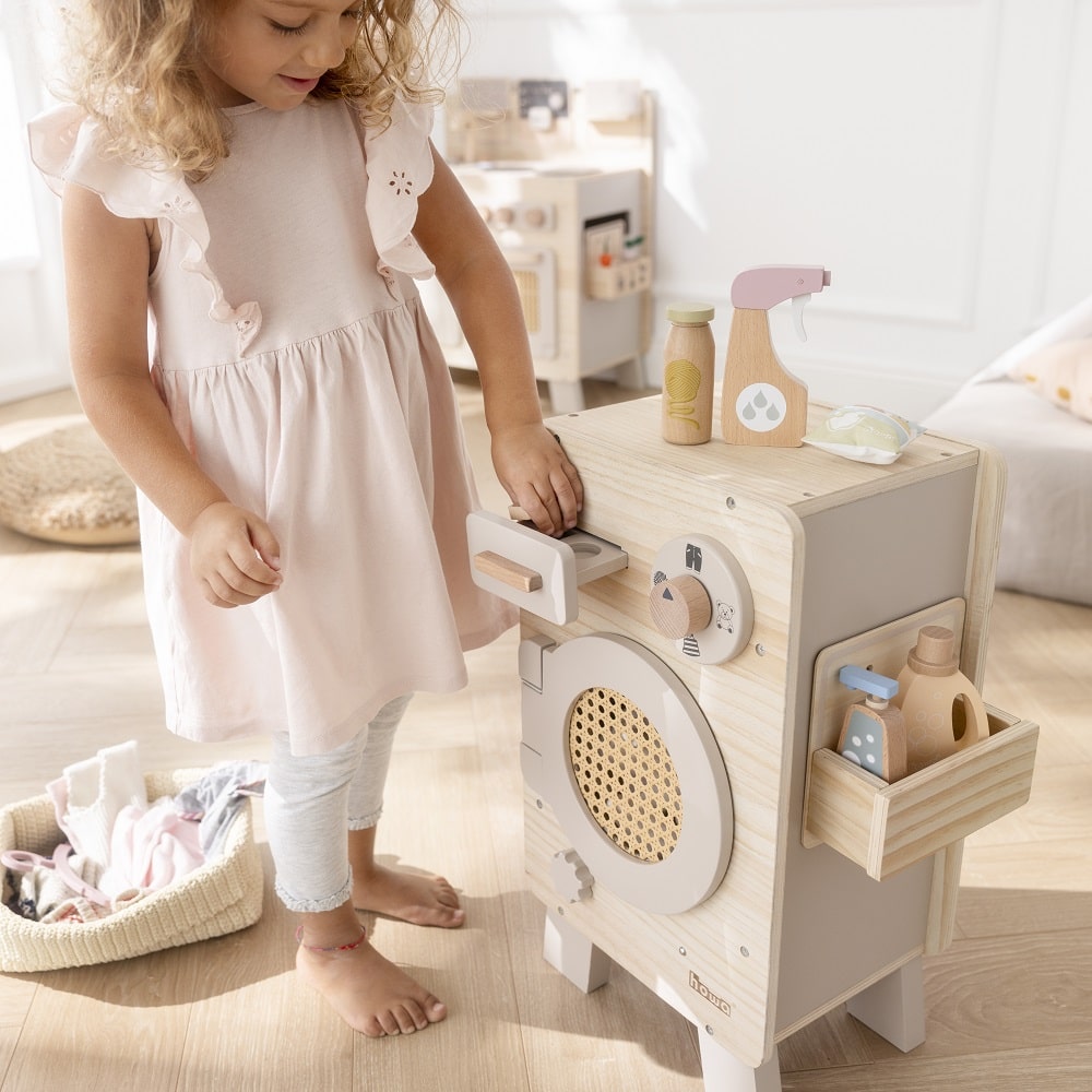 howa Kinderwaschmaschine aus Holz natur beige 48261