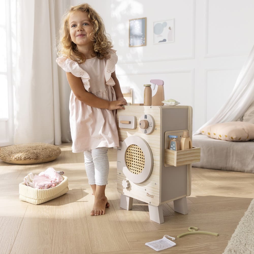howa Kinderwaschmaschine aus Holz natur beige 48261