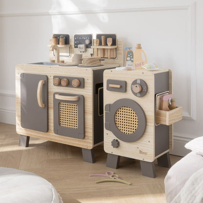 howa Kinderwaschmaschine aus Holz natur taupe  4826