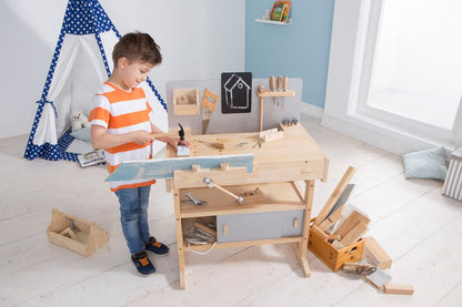 howa Kinderwerkbank aus Holz inkl. Werkzeugkiste mit Werkzeug 4900