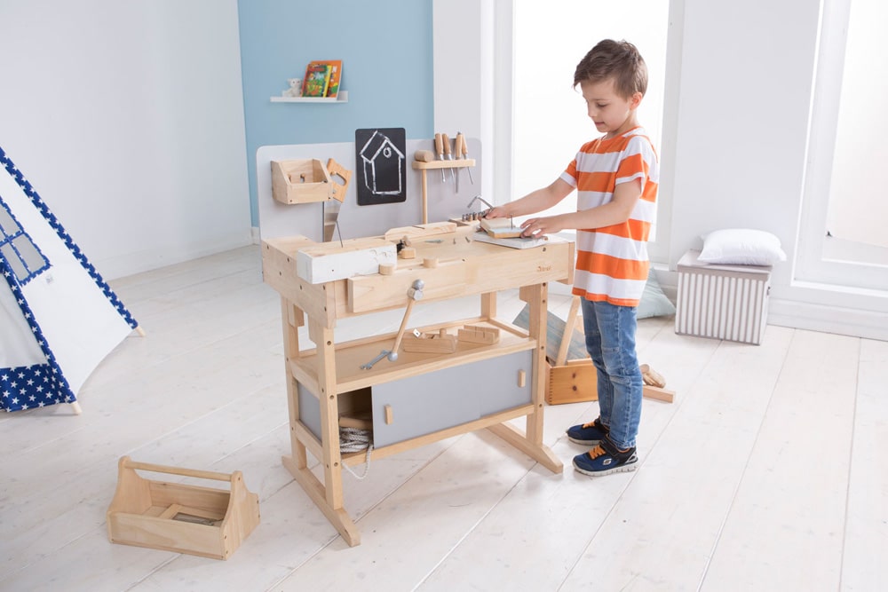 howa Kinderwerkbank aus Holz inkl. Werkzeugkiste mit Werkzeug 4900