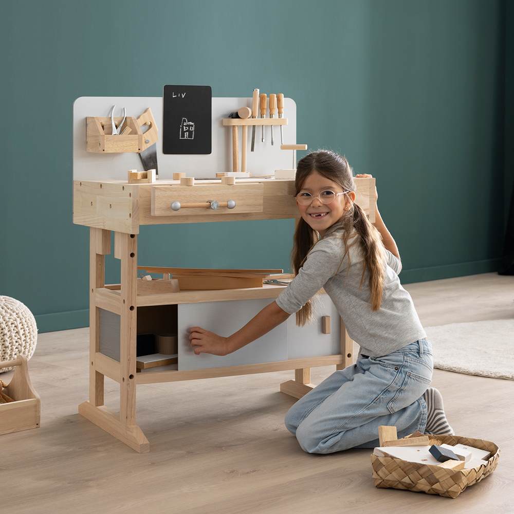 howa Kinderwerkbank aus Holz inkl. Werkzeugkiste mit Werkzeug 4900
