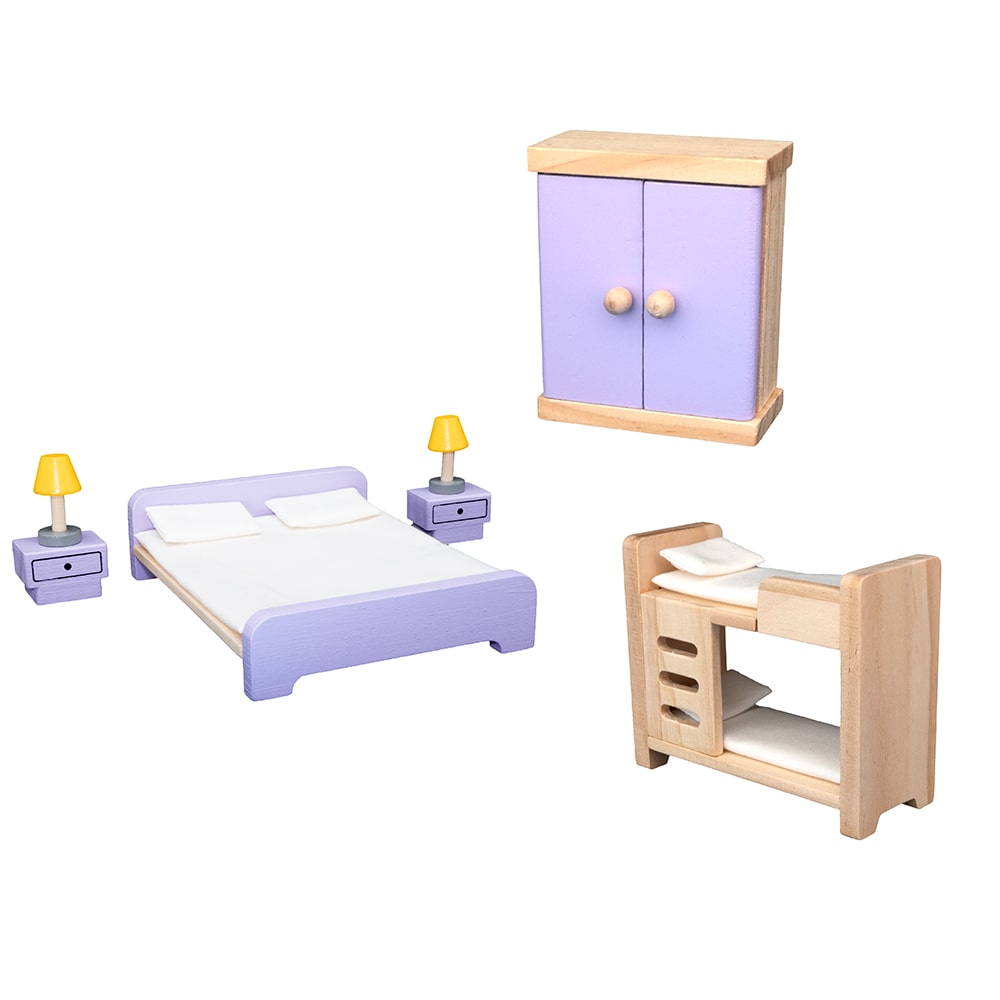 howa Puppenhaus aus Holz klappbar inkl. 30tlg. Möbelset, 4 Puppen und Hund 7016
