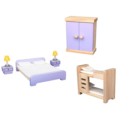 howa Puppenhaus aus Holz klappbar inkl. 30tlg. Möbelset, 4 Puppen und Hund 7016